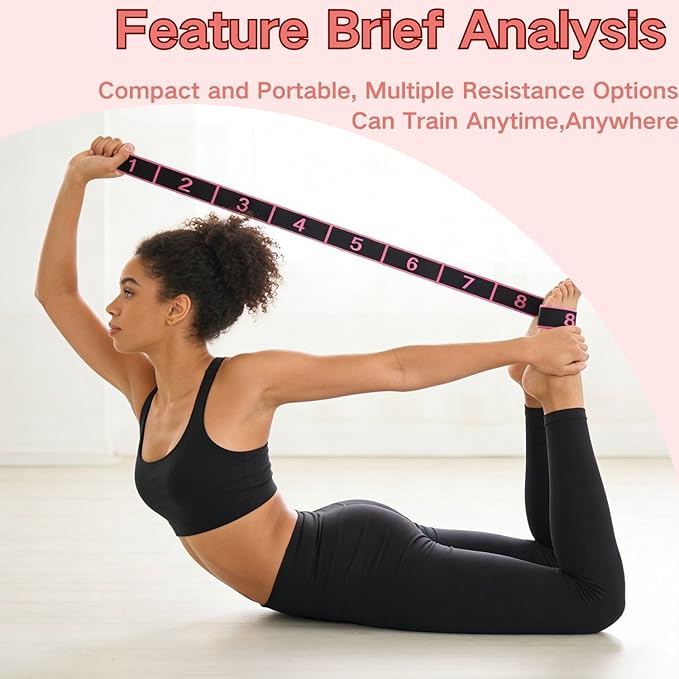 Fitness Resistance Band for Stretching and Yoga with Handles, Multifunction Elastic Exercise Bands, 8 Loops Elastic Exercise Bands Fitness Equipment for Full Body Stretching Shaping and Training