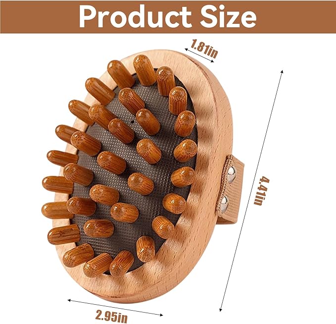 2pcs,Massage Brush for Belly,Wooden Massage Brush for Body and Scalp - Natural Wood Cellulite Massager & Gua Sha Comb for Lymphatic Drainage, Muscle Pain Relief, Body Shaping