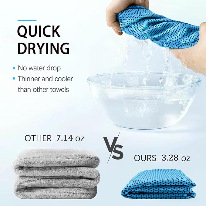 4 Packs Cooling Towels, 40" x 12" Microfiber Cooling Towels for Neck and Face, Soft Breathable for Working Out with Waterproof Bag & Carabiner, Suit for Climb,Travel, Running,Yoga
