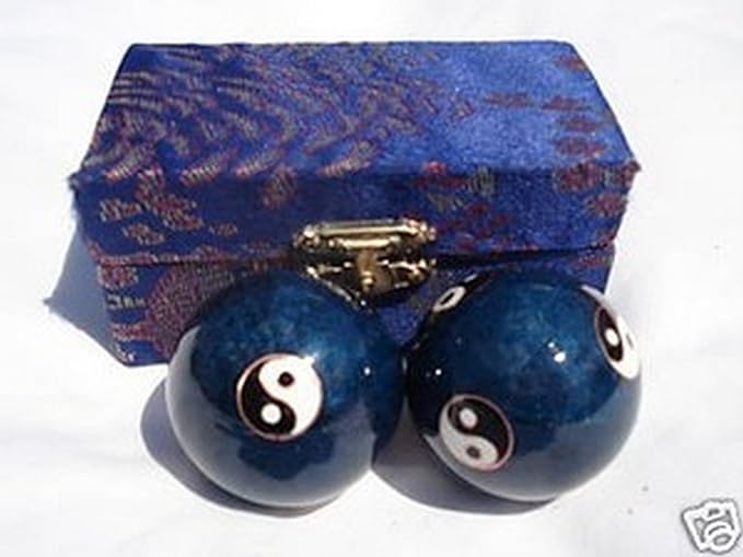 JapanBargain, Set of 2 Chinese Baoding Balls Hand Exercise Therapy Balls Stress Reliefe Balls, (Blue)