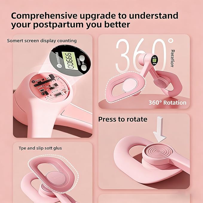 Pelvic Floor Exercise Devices, 360°Adjustable Pelvic Floor Muscle Trainer with Led Display, Leg Straps, Kegel Trainer for Postpartum Rehabilitation, Home Fitness Equipment for Hip, Leg, Arm