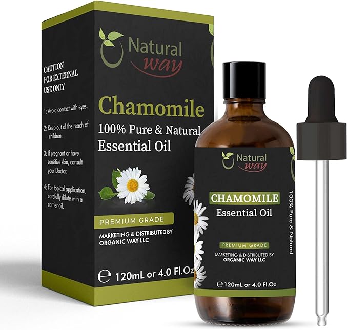 Chamomile Essential Oil | Pure Aromatherapy Oil for Diffusers, Hair Growth, Skin, Scalp Care, Massage | Refreshing Hair Oil for Women & Men | Natural Essential Oil for Diffuser | 4 Fl Oz (120 mL)