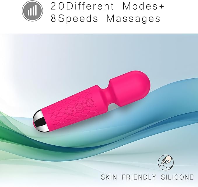 Portable Back Massager, Small Cordless Handheld Massager Wand with Personal Handheld Vibration Rechargeable Massager for Neck Shoulder Back Body(Rose Red)