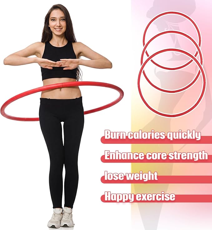 Exercise Fitness Hoop for Women 37 Inch Removable Adjustable Weighted Hoop Suitable for Adult Weight Loss and Home Fat Burning Exercise Workouts Gym