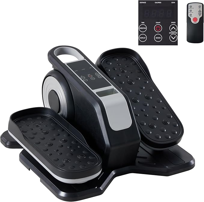Under Desk Elliptical Machine, Portable Seated Pedal Exerciser with Remote Control, 3 Modes & 12 Adjustable Speeds, Quiet Fully Assembled Electric Leg Exerciser for Seniors Home Office
