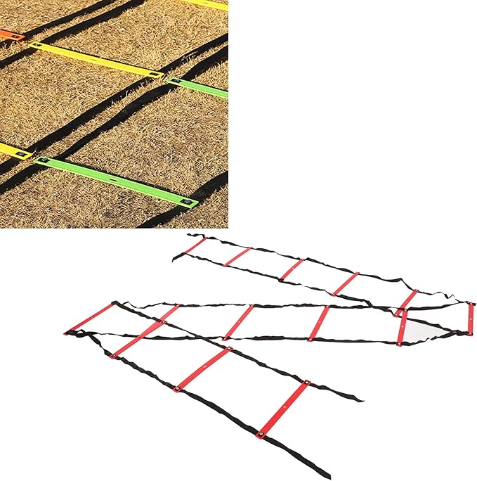 7M 14 Rung Agility Speed Ladder Stairs, Adjustable Training Ladder for Soccer Football Fitness, Non - Slip PP Agility Ladder with Angle Marks for Athletes and Coaches