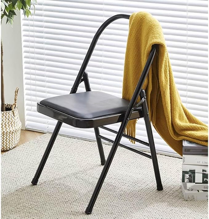 Pilates Yoga Chair,Backless Yoga Chair Prop,Yoga Chair Iyengar,Yoga Inversion Chair,Metal Folding Chair,Black