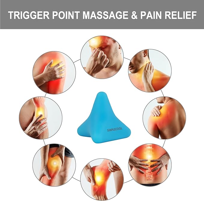 Manual Trigger Point Massage Tool. Small Massager Ball for Deep Tissue Myofascial Release Physical Therapy Foot Plantar Fasciitis Pain Relief Muscle Knot Psoas Hip Flexor Iliacus Release 3×2.6″(Blue)