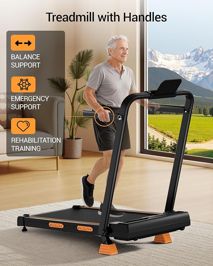 3 in 1 Walking Pad Treadmill with 16% Incline, Folding Treadmill with Handle Bar, Portable Treadmills for Home Small, 330 Lbs Capacity