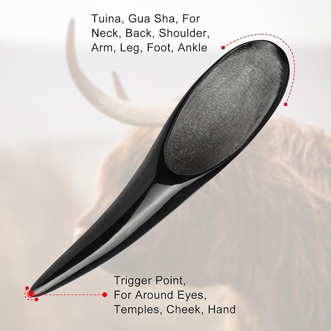 ideayard Body Guasha Scraping Lymphatic - 7.87inch Natural Handcrafted Ox Horn Massage Tool, Back & Legs,Used for Body Sculpting, Muscle Scraping, and Relaxing