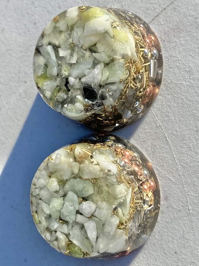 Jade Orgone Generator Energy Accumulator 528Hz/7.83Hz/Advance Harmonics Many Beautiful Ingredients and Colors! (Jade)