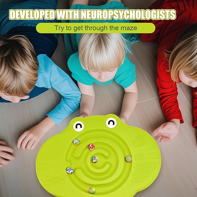 Kids Maze Balance Board Plastic Wobble Rocker Balance Board with Mini Balls Load 170lb for Balancing Exercise Equipment Game Boys Girls Physical Therapy 18.5 x 14.57 Inch(Yellowgreen,Cute)
