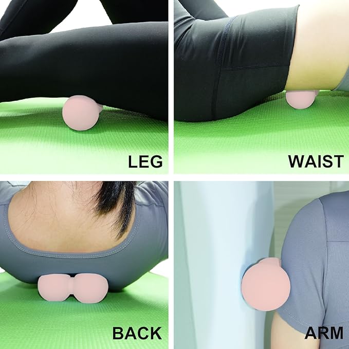 Small Hard Peanut Massage Ball, Double Ball Peanut Roller Mobility Massager Tool for Deep Tissue Massage Physical Therapy Myofascial Release Trigger Point Muscle Relax Pain Relief Acupressure (Pink)