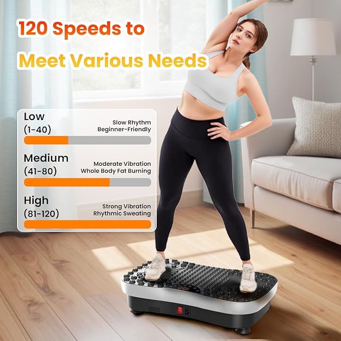 AXV Vibration Plate Fitness Platform Exercise Machine Vibrating Lymphatic Drainage Shaking Workout Full Body Shaker Vibrate Stand Shake Board Sport Gym Pad for Weight Loss Fat Burner for Women Men