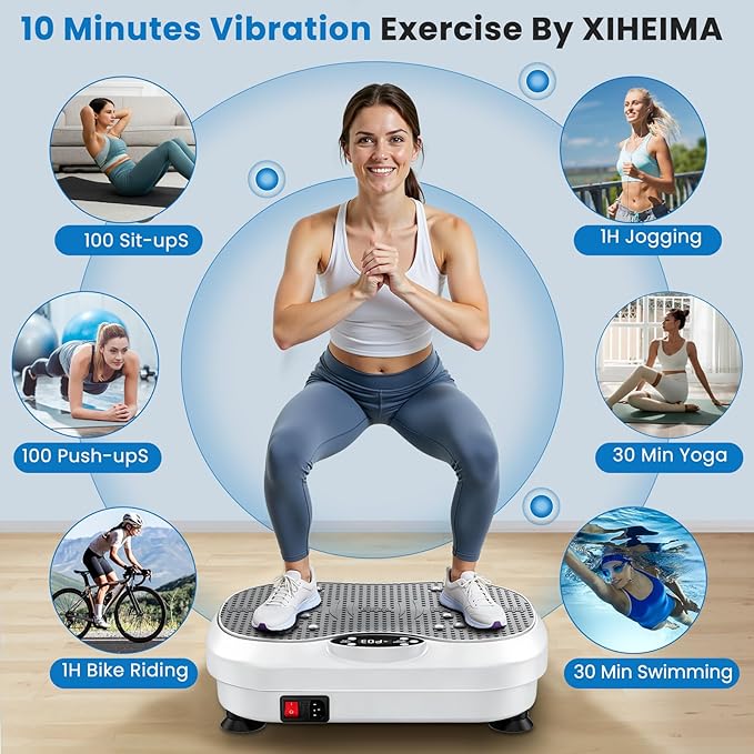 Vibration Plate Exercise Machine for Lymphatic Drainage with 200 Levels, Whole Body Fitness Workout Equipment Stand Shake Board Sport Gym for Weight Loss Fat Burner for Women Men