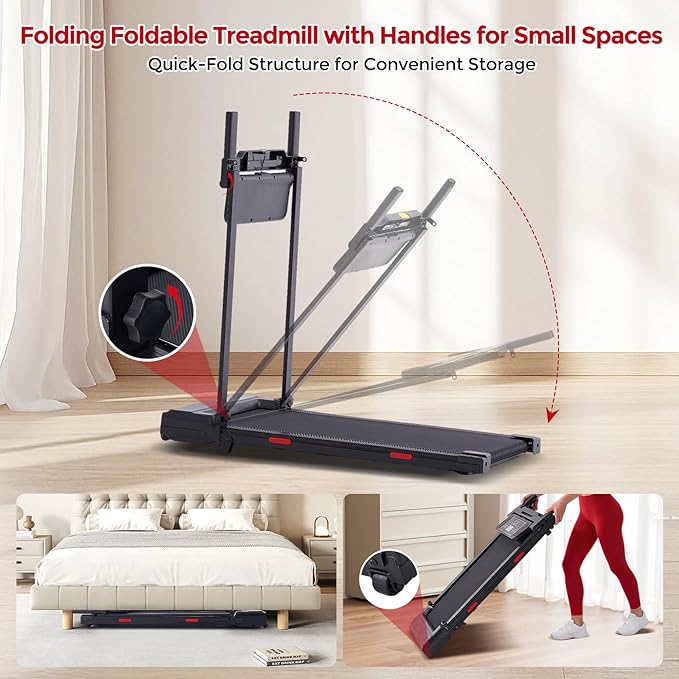 MCRG Walking Pad Treadmill with Incline, 2026 Upgrade Portable Walking pad Treadmill with Handle Bar, 0.6-7.6MPH Small Treadmills Walking Pad for Home Small, 3.5HP, 350LBS