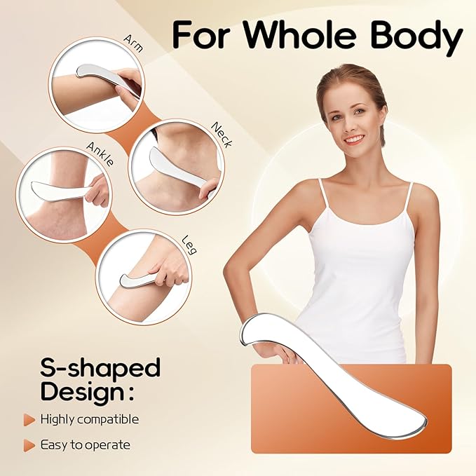 3-in-1 Stainless Steel Gua Sha & IASTM Muscle Scraping Massage Tools Set for Soft Tissue Therapy – Ideal for Physical Therapy & Body Recovery