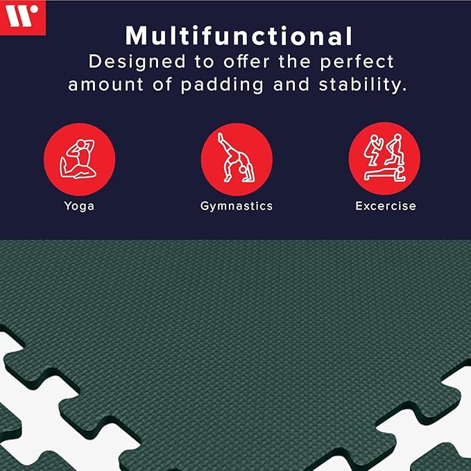 We Sell Mats 3/8" Thick Multipurpose EVA Foam Exercise Floor Mat, Interlocking Tiles, Anti-Fatigue for Home or Gym