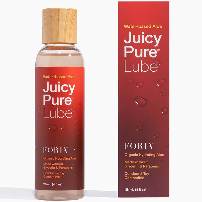 FORIA Juicy Pure Lube Water-Based Hydrating Aloe Lube - 95% Organic, pH-Balanced Personal Lubricant for Men, Women & Couples - 4 fl oz (118 ml)