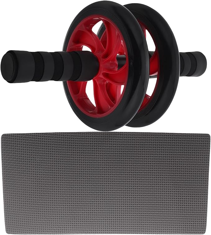 TEHAUX Red Silent Ab Roller Wheel for Core and Abdominal Workout, Fitness Exercise Equipment for Home and Gym Use, Universal Wheel to Strengthen Abdominal Muscles, Indoor and Outdoor