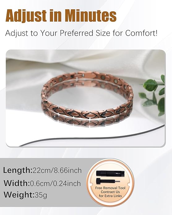 Copper Bracelets & Rings for Women, Copper Magnetic Bracelet for Women