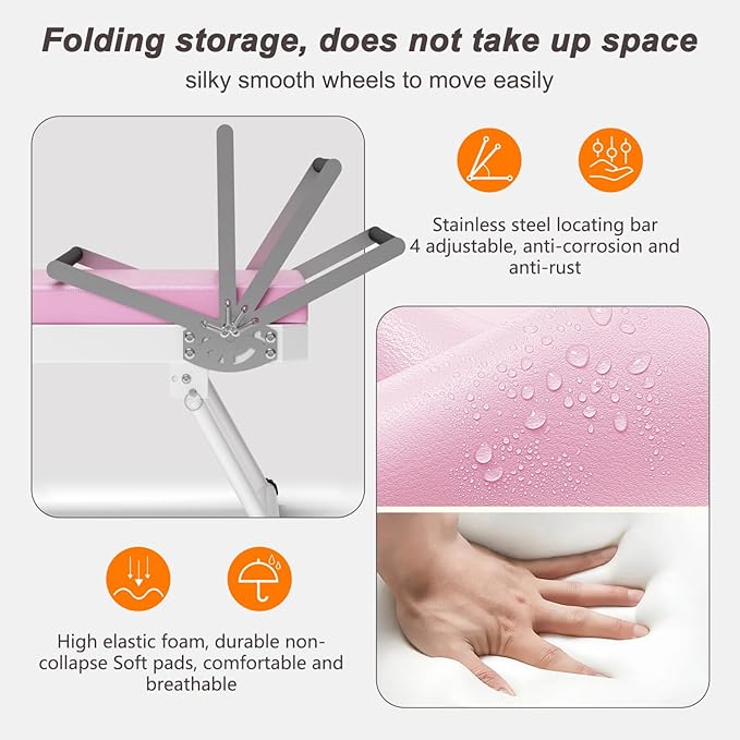 Pilates Core Bed, Foldable Home, Yoga Studio with Commercial Fitness Equipment, Pink