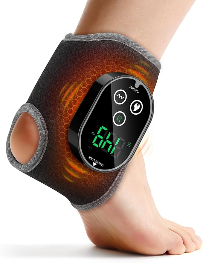 Foot and Ankle Massager for Pain Relief, Cordless Ankle Heating Pad Foot Renew Massager with Heat, 4 Heat Levels & 3 Vibration Modes