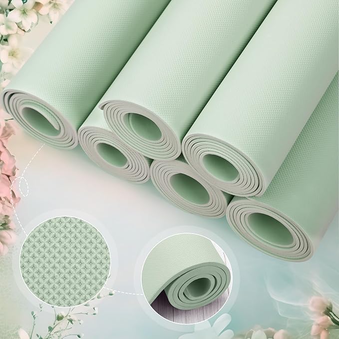 Timgle 6 Pack Yoga Mats Bulk 68 x 24 Inches Non Slip Exercise Yoga Mat 4 mm Thick Anti Slip Tear Resistant Sports Gym for Fitness Stretching Home Workout and Studio