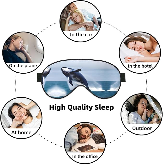 Whales at sea Head-Mounted Double-Sided Light-Blocking Sleeping Eye mask to Protect Eyes and Relieve Eye Fatigue