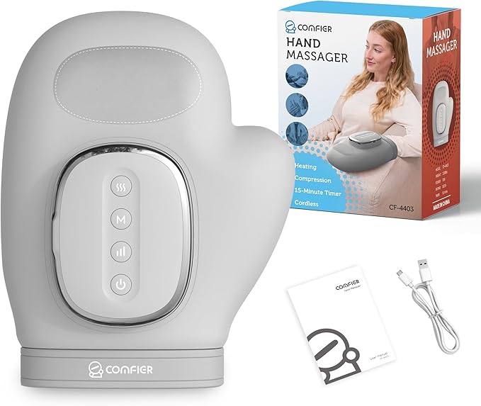 COMFIER Wireless Hand Massager with Heat and Compression,2025 Updated Larger Electric Finger Massage for Arthritis and Carpal Tunnel,Wrist