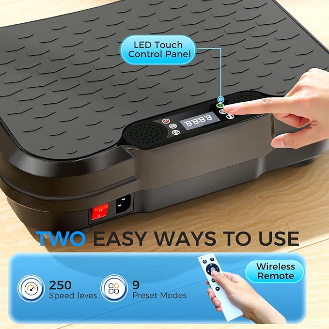 Vibration Plate Exercise Machine,Vibration Plate for Lymphatic Drainage Power Vibration Plate Machine Support 450 Lbs 250 Adjustable Speeds,Vibrating Plate Shake Plate Weight Loss