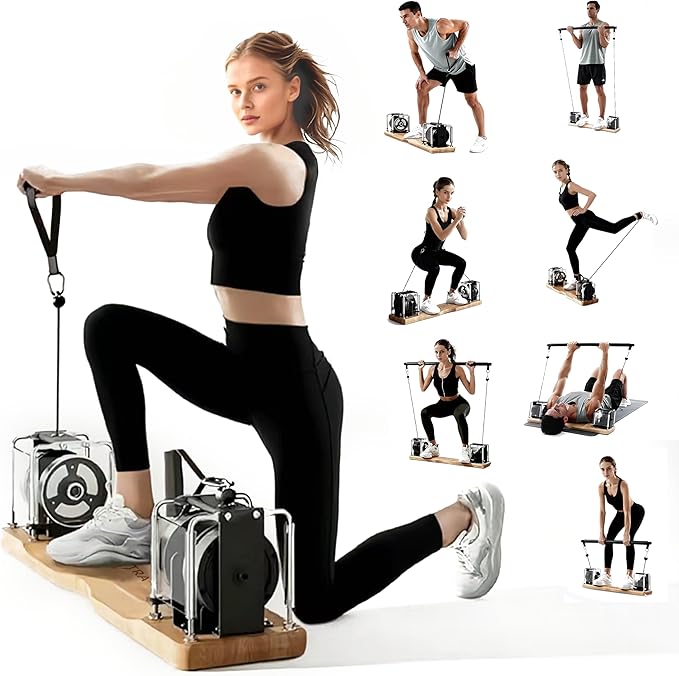 Portable Pilates Reformer Alternative – Adjustable Resistance Bar System for Full-Body Core, Legs & Glutes Training | Pilates Machine for Strength, Posture & Flexibility