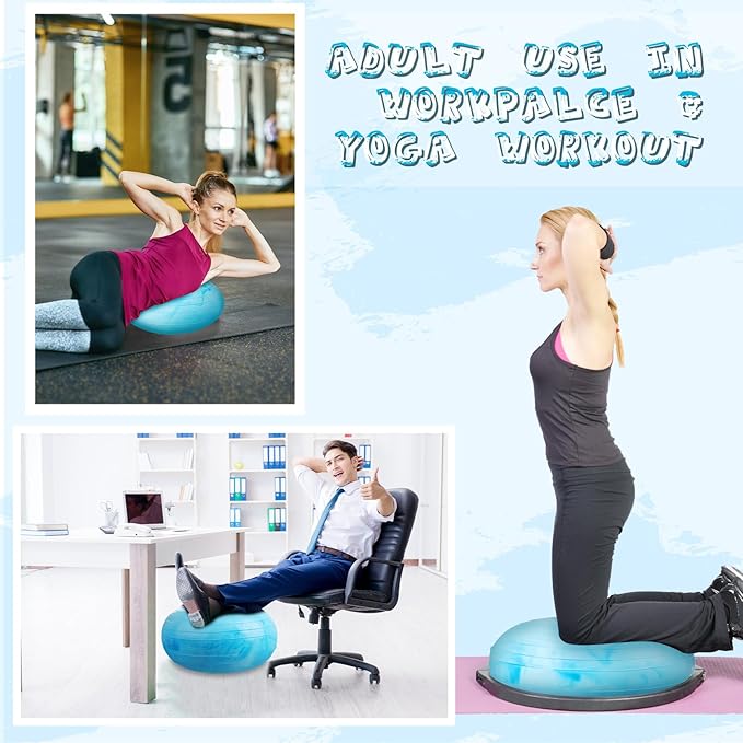 Libima 4 Pcs Flexible Seating for Classroom Inflatable Yoga Ball Chairs with Pump Donut Exercise Ball Chair Cushion Seat for Balance and Stability Training Home Office Gym Workout