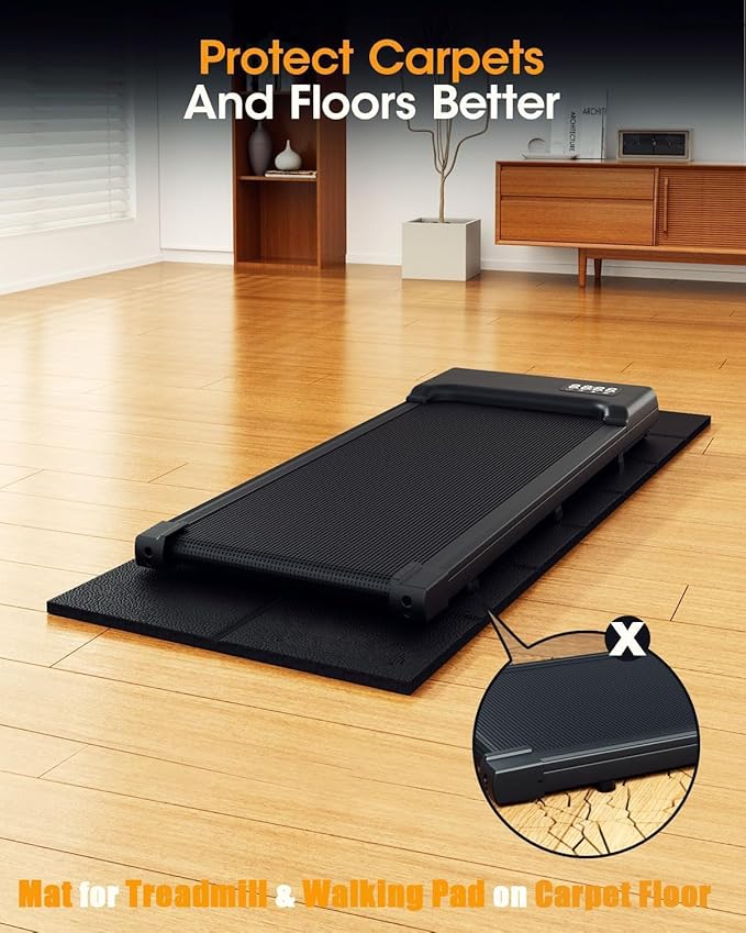 Treadmill Walking Pad Mat for Carpet, for Hardwood Floors, 68"x24", Mat for Under Treadmill/Walking pad/Bike on Carpet, Exercise Equipment Mat, No Slip, Noise Shock Absorption