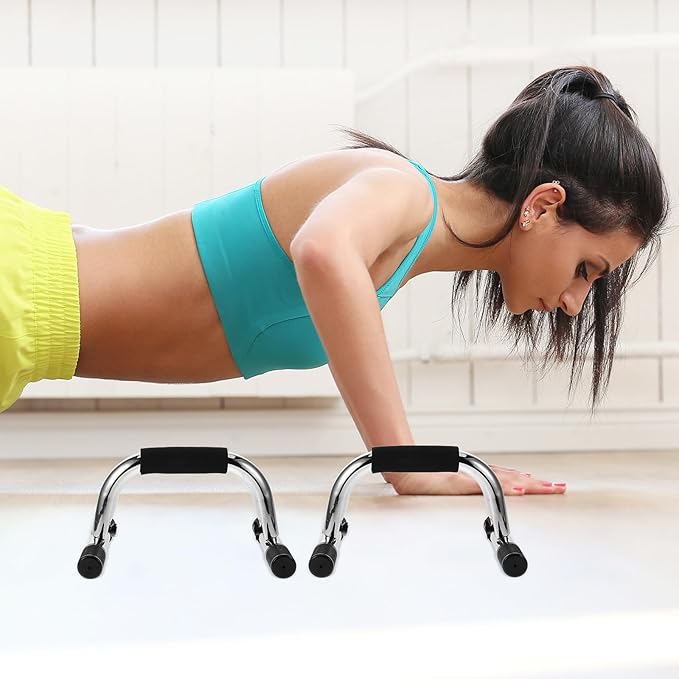 Kisangel Push Up Handles and Stands, Steel I-Beam Construction, Non-Slip Base, 2pcs Set for Home Workout Fitness, Strength Training Equipment for Men and Women