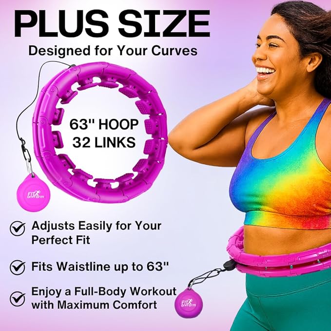FIT ON FORM Infinity Weighted Hula Hoop for Adults Weight Loss, Smart Exercise Hola Circle Hoop for Women Abs Workout