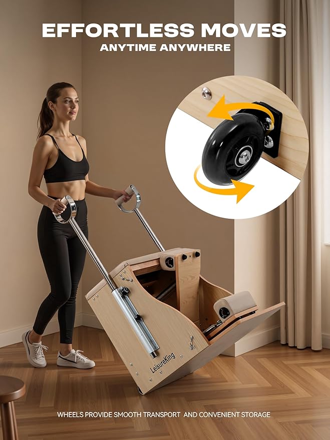 Pilates Combo Chair for Home Workouts, Wunda Chair with 5-Level Handles, Split Pedals, Resistance Bands, for Studio, Gym, Pilates Workout, Rehabilitation Exercises, Easy Assembly