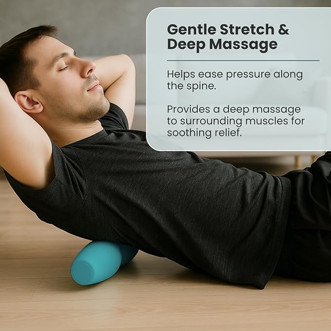 Back Roller for Back Pain Relief – Upgraded 100% Flexible Silicone That Wraps Around The Spine for Deeper Relief, Softer Than Hard Foam Rollers