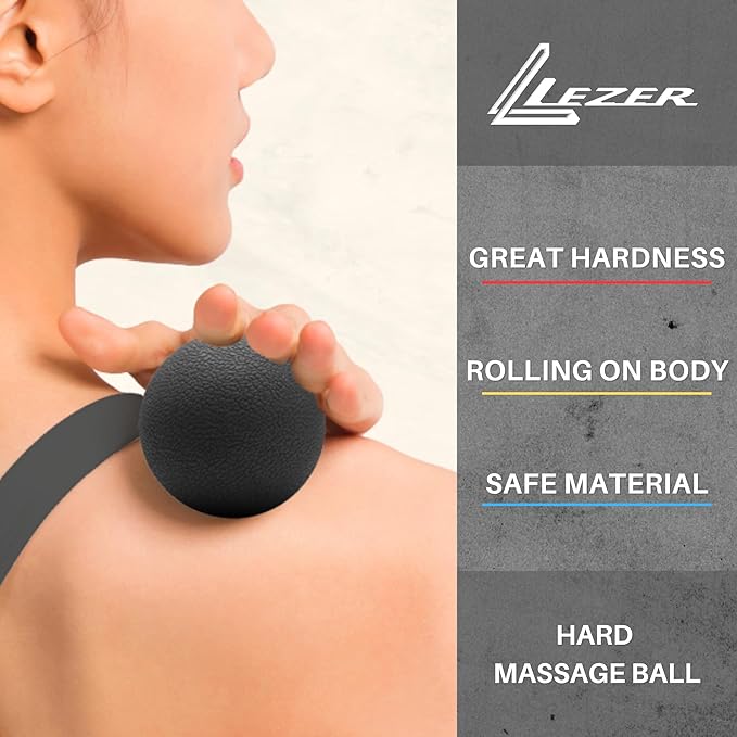 LEZER, Trigger Massage Point, Manual Massage Ball, Muscle Knots Relief Tool, Myofascial Release, Physical Therapy, Plantar Fasciitis, Set of 2 (Blue Trigger and Black Ball)