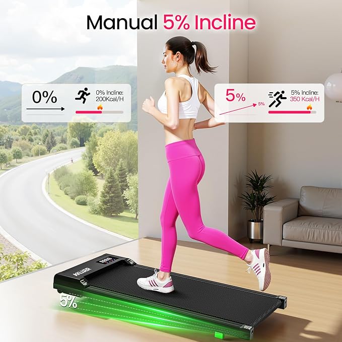 Akluer Walking Pad Treadmill, Portable Under Desk Treadmill 330lbs Capacity, Compact Treadmills Mini Walking Pad, 2.5HP Portable Treadmills with Remote Control, for Home Office Small Space