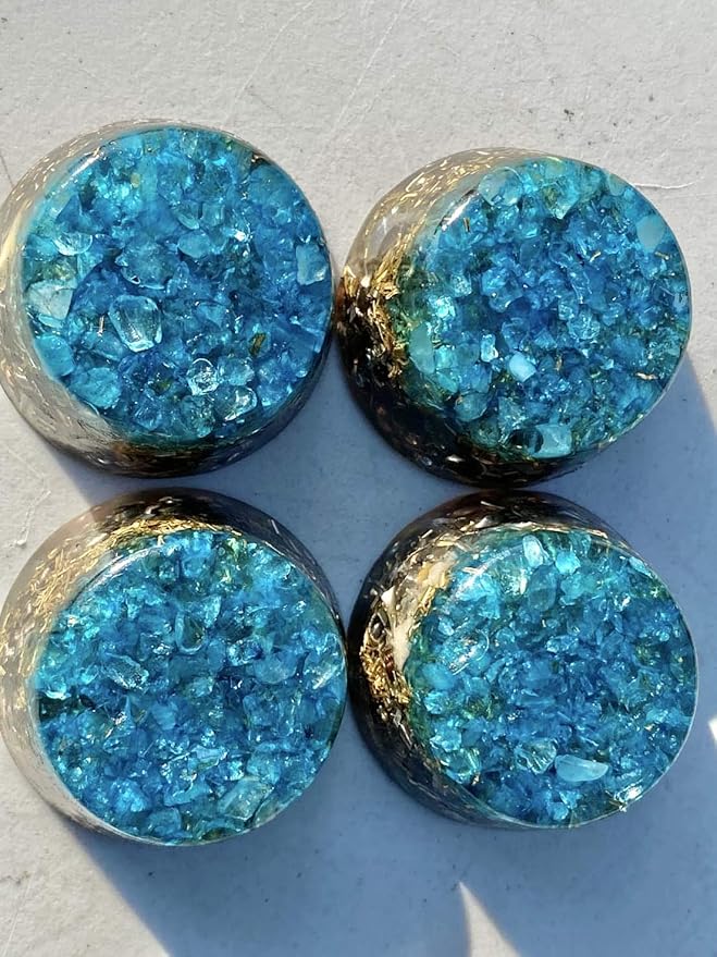 Blue Topaz Orgone Generator Energy Accumulator 528Hz/7.83Hz/Advance Harmonics Many Beautiful Ingredients and Colors!! (Blue Topaz)