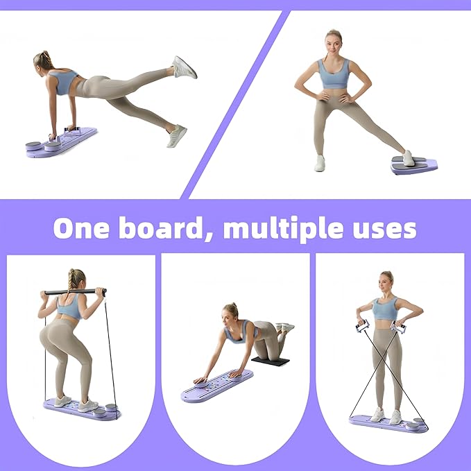 Pilates Board,Portable Home Gym for Women,Multifunctional Pilates Workout Equipment Include Ab Board, Ab Core Trainer,Resistance Bands,Abs Core Workout Equipment