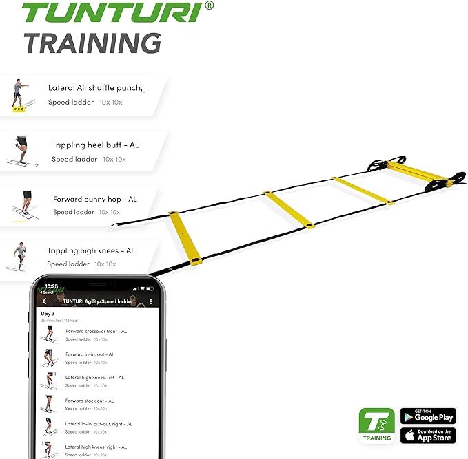 Tunturi Unisex's Functional Agility Ladder Speed Soccer, Black, 4.5 m
