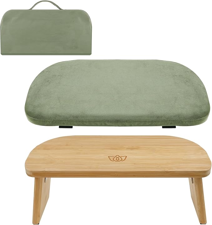 Meditation Bench, Ergonomic Design, Sustainable Bamboo with Folding Kneeling Meditation for The Perfect Posture Meditation Cushion, Meditation Stool, Prayer Bench, Meditation Chair, Yoga Stool (green)