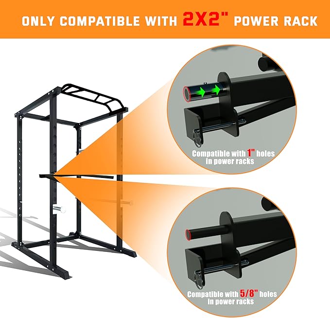 Dip Bar Attachment for 2"x2" Squat Rack, Heavy Duty Power Rack Attachment with 5/8" or 1" Hole