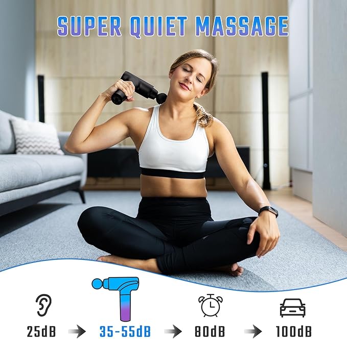 cotsoco Massage Gun Deep Tissue, Muscle Massage Gun with 9 Attachment Heads 20 Speeds & Silent Brushless Motor for Pain Relief, Handheld Percussion Back Massager Gun for Athletes (Black)