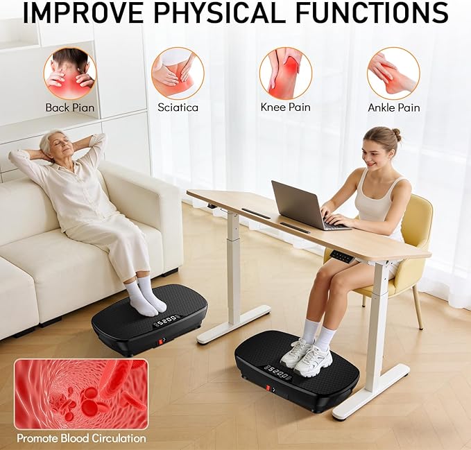 Vibration Plate Exercise Machine, 2026 Vibrating Fitness Platform for Lymphatic Drainage , 400 Lbs Capacity Vibrating Platform with Remote Control, Home Gym Workout Equipment for Women Men