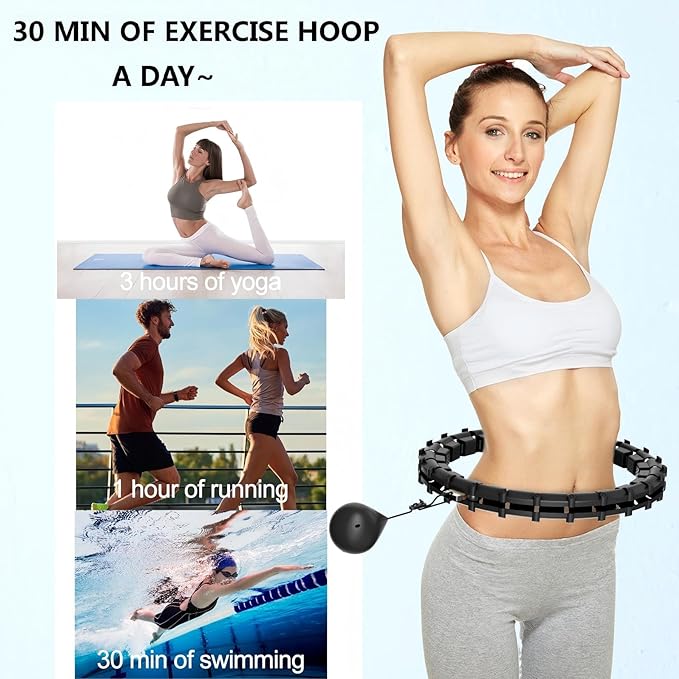 Plus Size Silent Weighted Hula Infinity Fitness Detachable Hoops 65-Inch 32 Knot, Smart Noiseless Infinity Hula for Women, Waist and Abdominal Home Weight Loss Exercise Fit Hoop