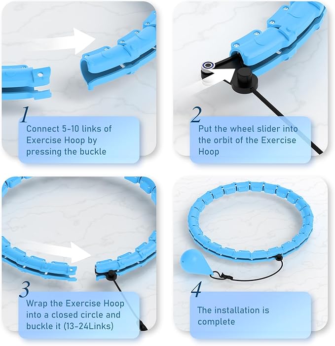 Weighted Hula Infinity Hoop & Pilates Ring Kit Bundle- Infinity Fitness Hoop for Weight Loss Plus Magic Circle, Resistance Bands, and Ball Set- Home Workout Equipment for Abdomen & Full Body Toning