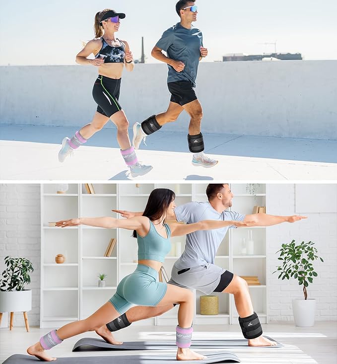 Ankle Weights A Pair of 1/2/3/4/6/8/10/12/20 LBS Wrist Leg Arm Weights for Women Men with Adjustable Straps, Strength weighted for Physical Therapy Running Walking Fitness Gym Workout
